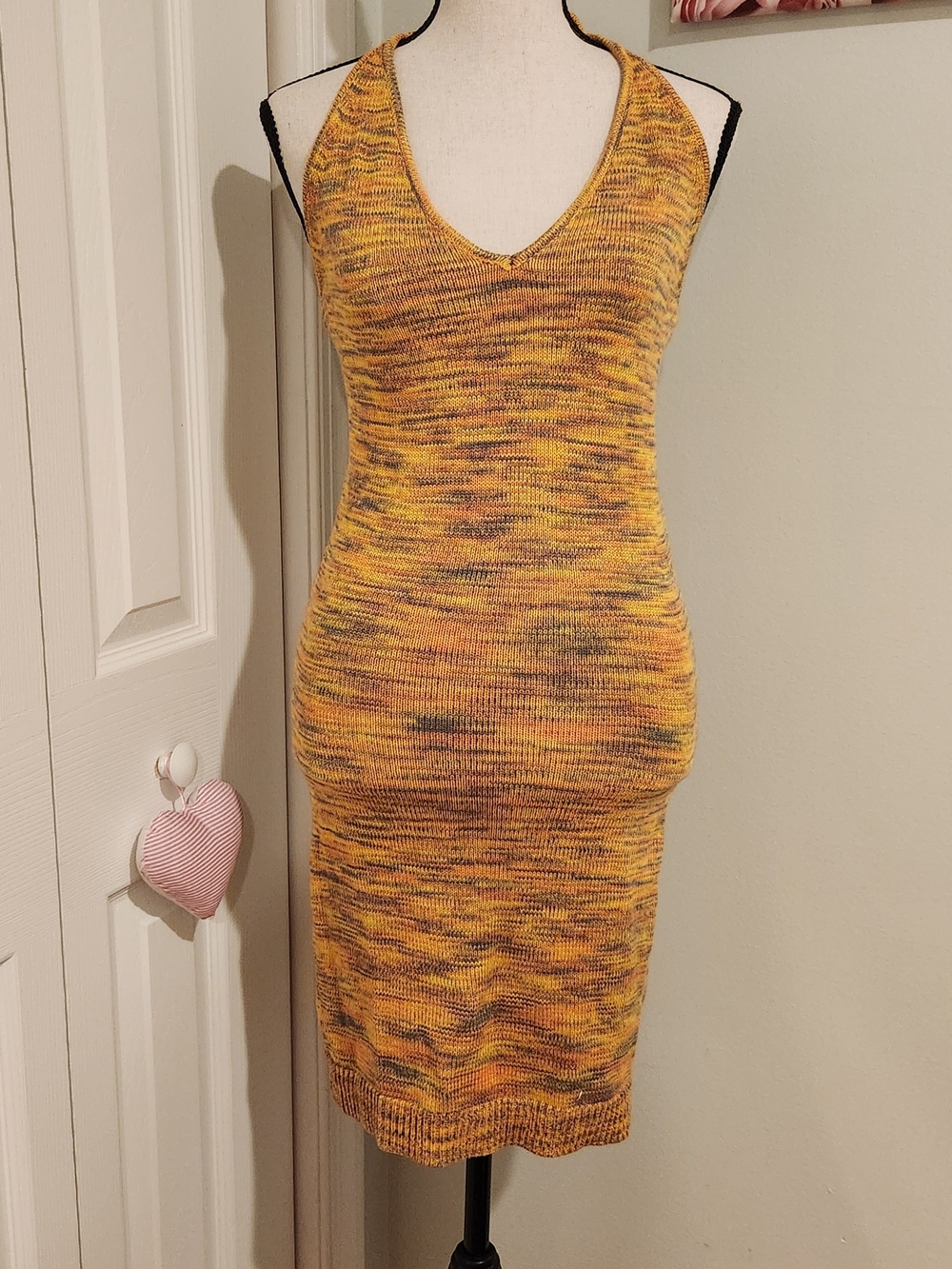 Forever 21 Yellow Marled V-Neck Midi Dress